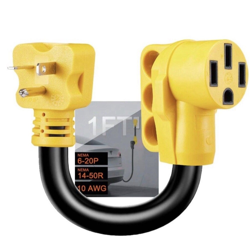 NEMA 6-20P to 14-50R EV Charger Adapter Cord, 50A 220V, 3-Prong to 4-Prong Conne